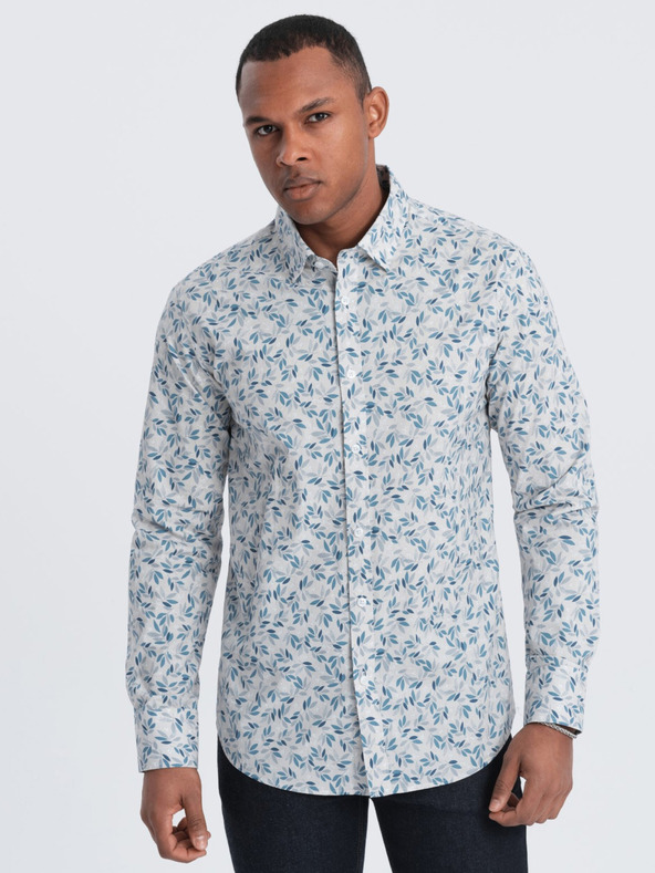 Ombre Clothing Szürke férfi mintás ing Ombre Clothing