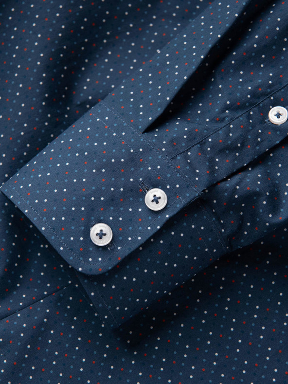 Ombre Clothing Kék férfi mintás slim fit ing Ombre Ruházat