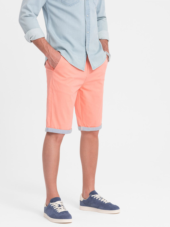 Ombre Clothing Korall férfi chino rövidnadrág farmer szegéllyel Ombre ruházat