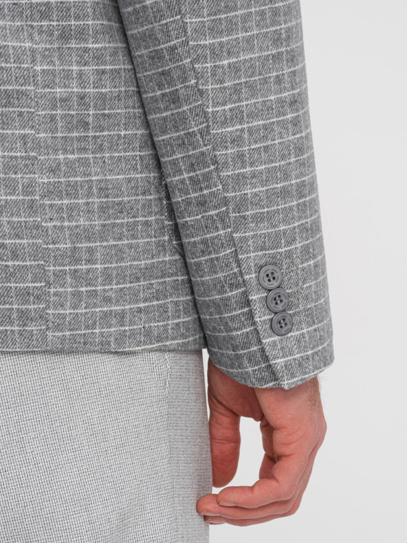 Ombre Clothing Férfi szürke kockás zakó gyapjúkeverékkel Ombre Clothing
