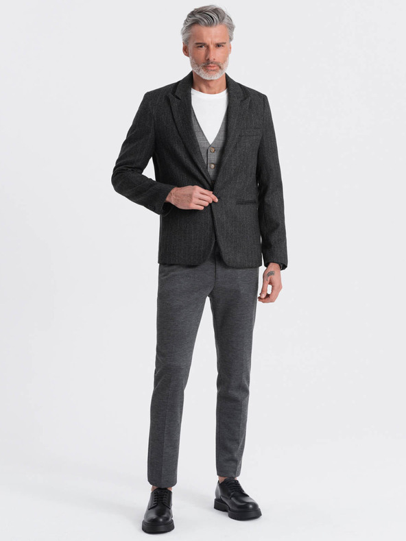 Ombre Clothing Sötétszürke férfi jacquard blézer Ombre ruházat