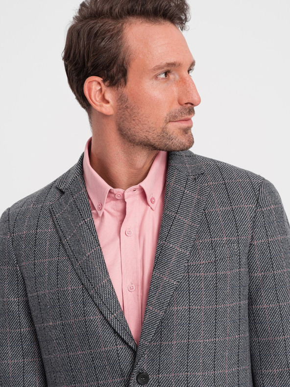 Ombre Clothing Szürke férfi jacquard blézer Ombre ruházat