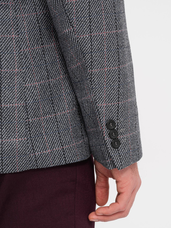 Ombre Clothing Szürke férfi jacquard blézer Ombre ruházat