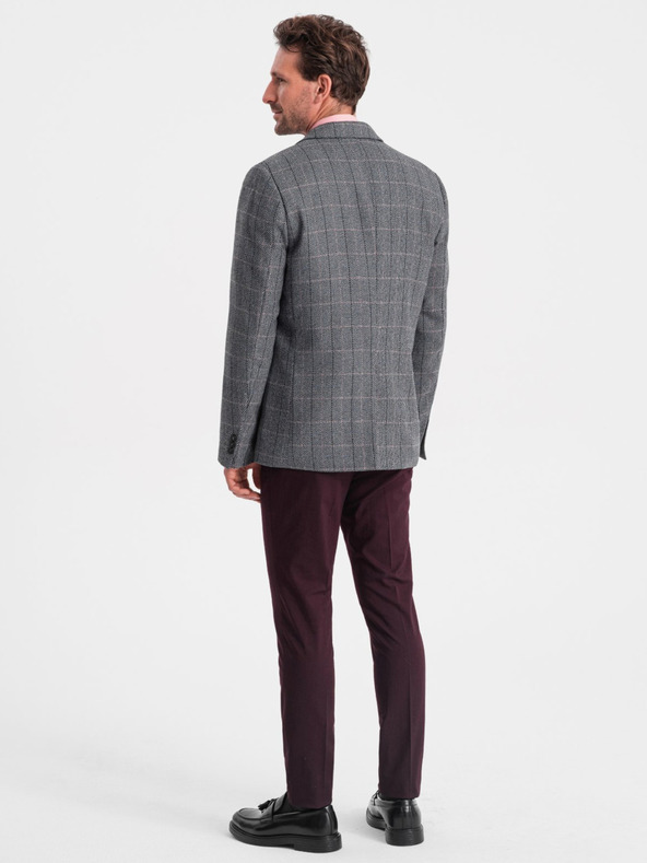 Ombre Clothing Szürke férfi jacquard blézer Ombre ruházat