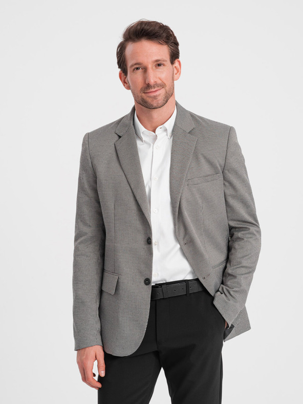 Ombre Clothing Szürke férfi finom kockás blézer Ombre Ruházat