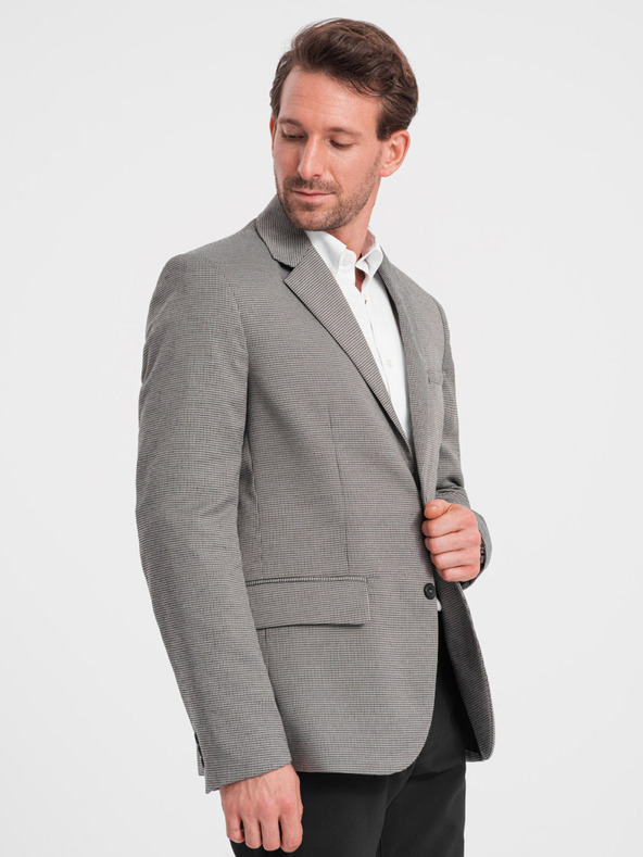 Ombre Clothing Szürke férfi finom kockás blézer Ombre Ruházat