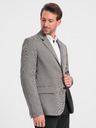 Ombre Clothing Szürke férfi finom kockás blézer Ombre Ruházat