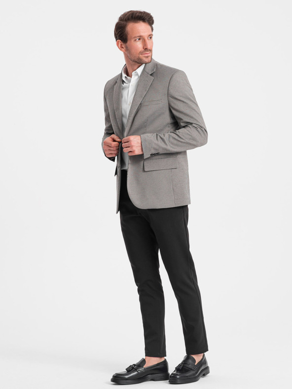 Ombre Clothing Szürke férfi finom kockás blézer Ombre Ruházat