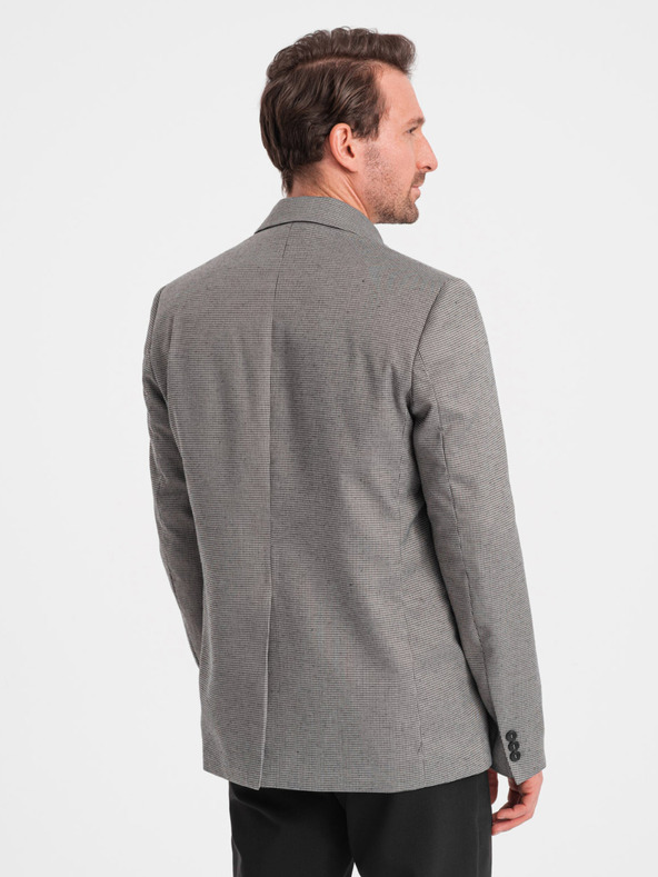 Ombre Clothing Szürke férfi finom kockás blézer Ombre Ruházat