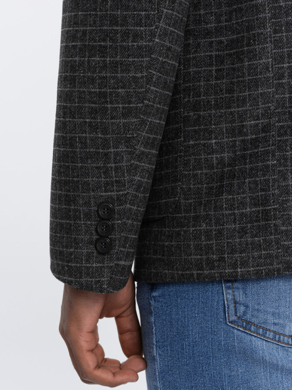Ombre Clothing Sötétszürke férfi kockás blézer gyapjú keverékkel Ombre Clothing
