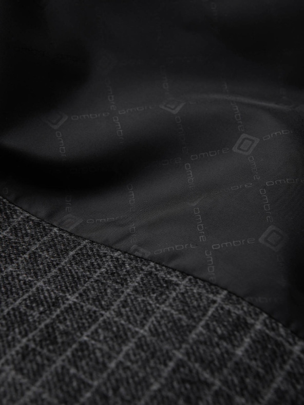Ombre Clothing Sötétszürke férfi kockás blézer gyapjú keverékkel Ombre Clothing