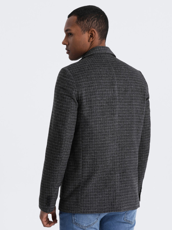 Ombre Clothing Sötétszürke férfi kockás blézer gyapjú keverékkel Ombre Clothing
