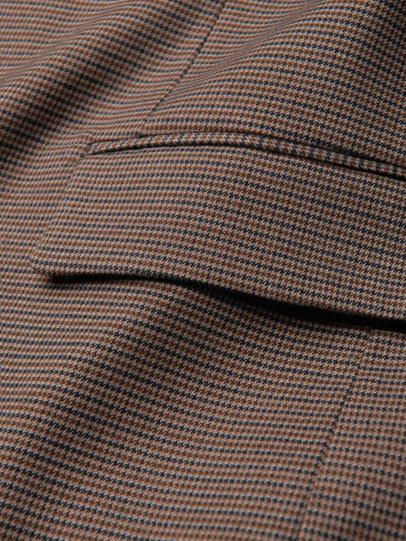 Ombre Clothing Barna férfi finom kockás blézer Ombre Ruházat