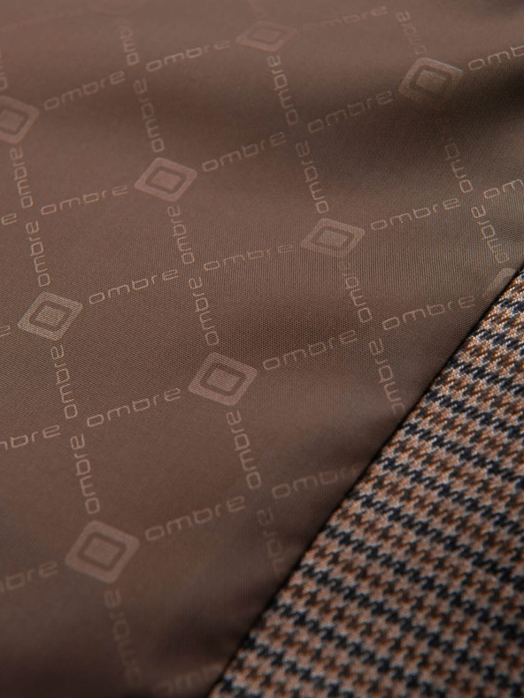 Ombre Clothing Barna férfi finom kockás blézer Ombre Ruházat