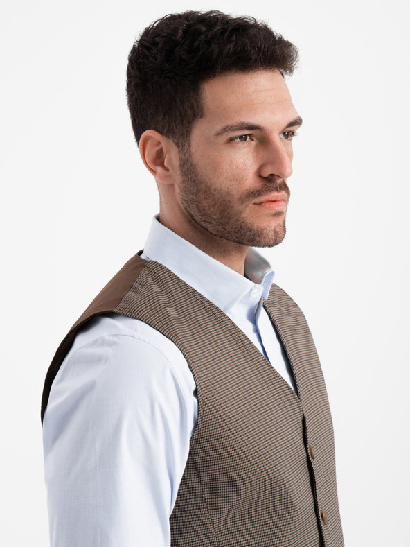 Ombre Clothing Barna férfi jacquard mellény Ombre Ruházat