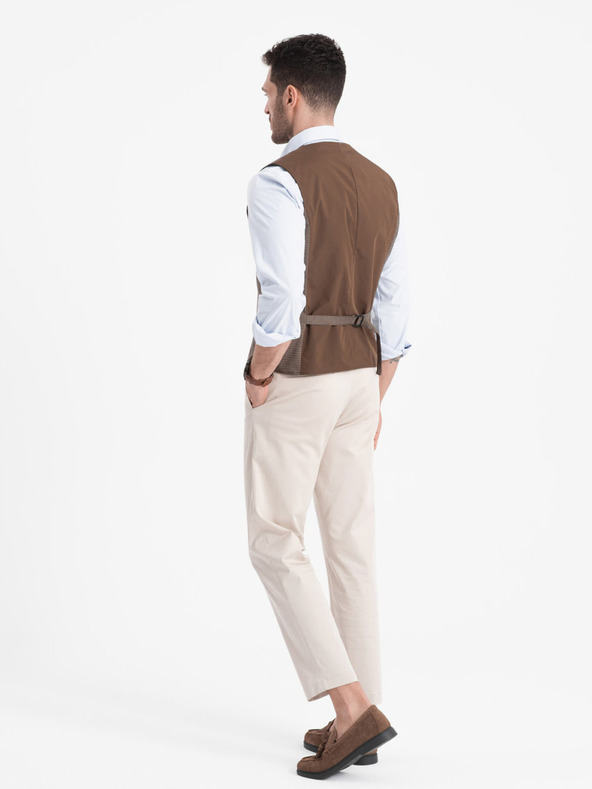 Ombre Clothing Barna férfi jacquard mellény Ombre Ruházat