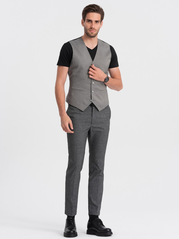 Ombre Clothing Szürke férfi jacquard mellény Ombre Ruházat