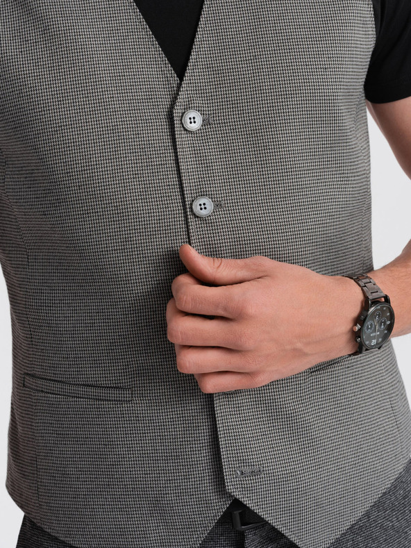 Ombre Clothing Szürke férfi jacquard mellény Ombre Ruházat