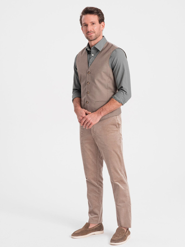 Ombre Clothing Bézs férfi öltöny mellény Ombre ruházat