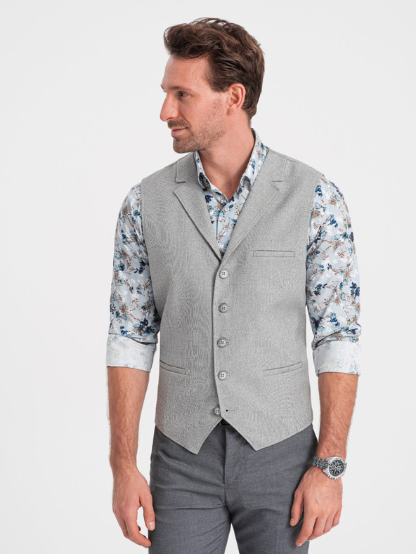 Ombre Clothing Világosszürke férfi öltönyzakó gallérral Ombre Clothing Ombre Clothing