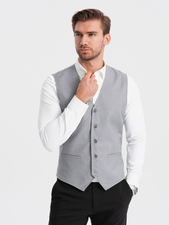 Ombre Clothing Szürke férfi öltöny mellény Ombre Clothing