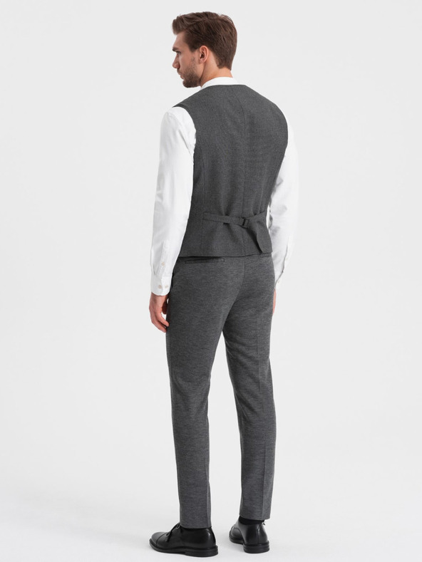 Ombre Clothing Sötétszürke férfi öltöny mellény gallérral Ombre ruházat