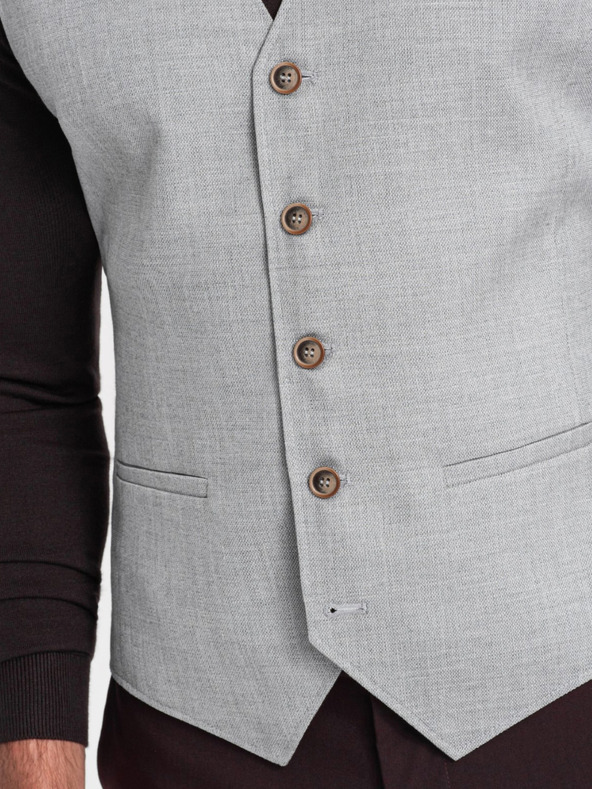 Ombre Clothing Világosszürke férfi jacquard mellény Ombre Ruházat