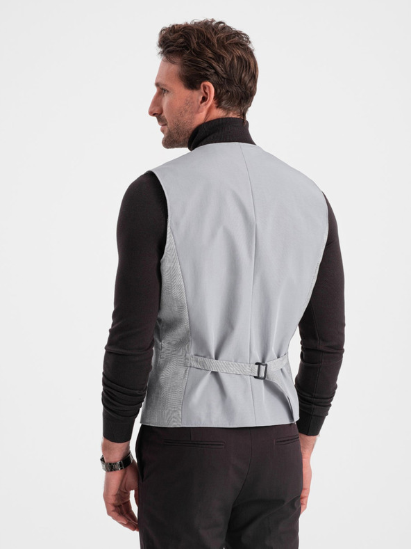 Ombre Clothing Világosszürke férfi jacquard mellény Ombre Ruházat