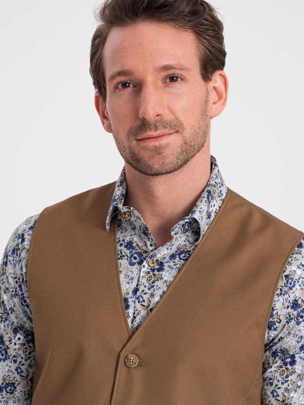 Ombre Clothing Barna férfi öltöny mellény Ombre Clothing