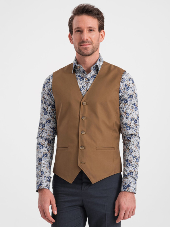 Ombre Clothing Barna férfi öltöny mellény Ombre Clothing