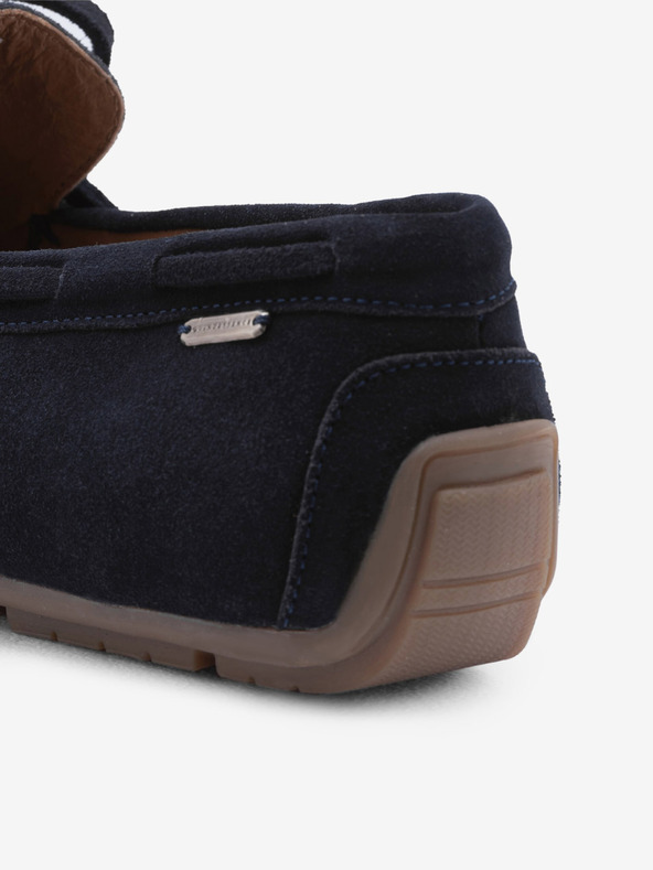 Ombre Clothing Sötétkék férfi bőr papucs vezető talppal Ombre Clothing Ombre Clothing férfi bőr papucs vezető talppal