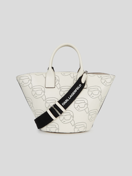 Karl Lagerfeld KARL LAGERFELD krémszínű női bőr Ikonik 2.0 perforált Tote