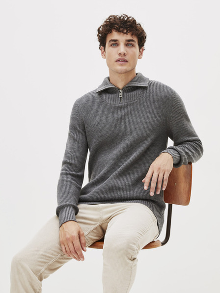 Celio Szürke férfi pulóver állógallérral Celio Penolta