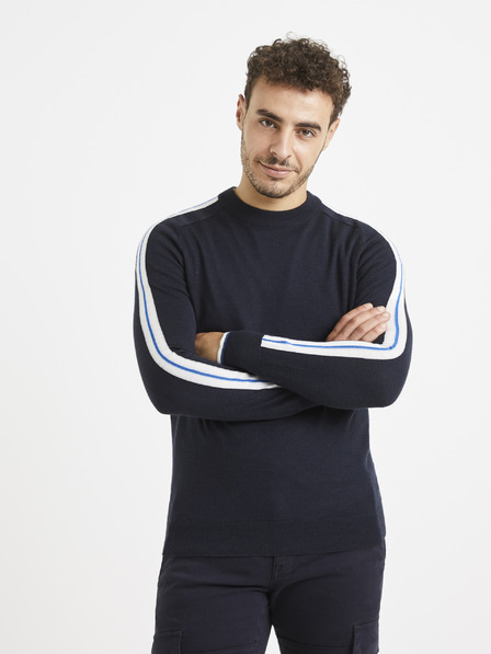 Celio Sötétkék pulóver gyapjúval Celio Veritas