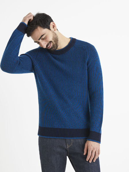 Celio Fekete és kék férfi gyapjúkeverék pulóver Celio