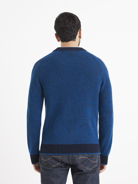 Celio Fekete és kék férfi gyapjúkeverék pulóver Celio