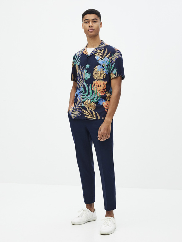 Celio Sötétkék férfi vászonból készült, rövidnadrág Celio