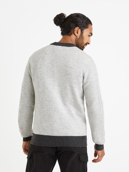 Celio Világosszürke férfi Celio mintás pulóver