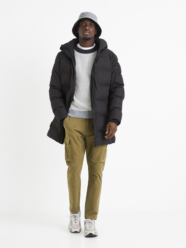 Celio Szürke férfi bordázott gyapjúkeverék Celio Veriblock pulóver