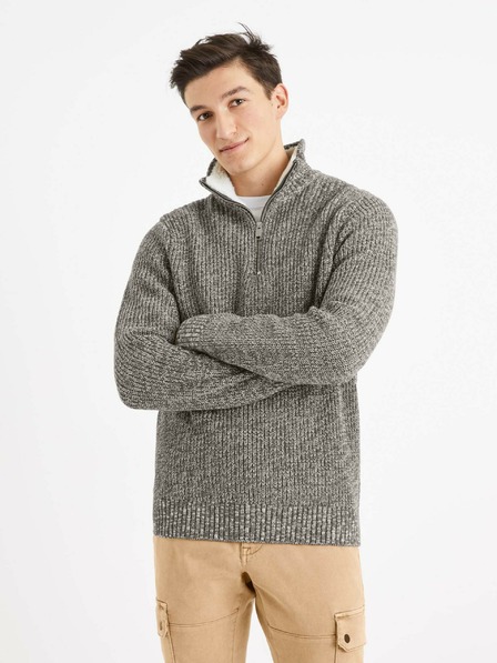 Celio Férfi fehér és szürke szürke szürke pulóver Celio Veviking