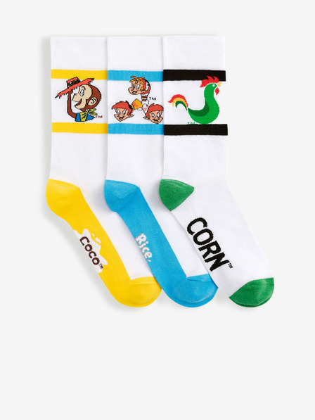 Celio Három darabos férfi fehér Celio Kellogg's zokni készlet