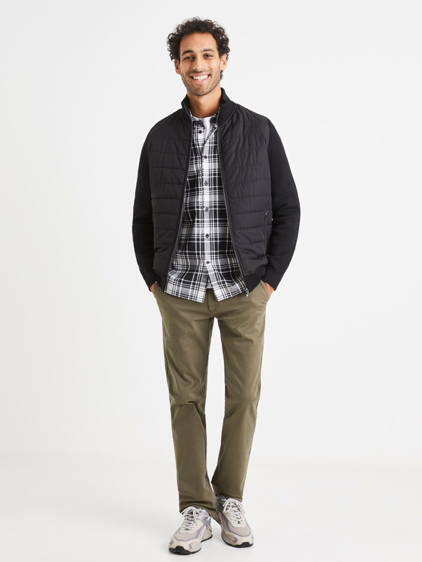 Celio Fekete-fehér férfi kockás póló Celio Vabene