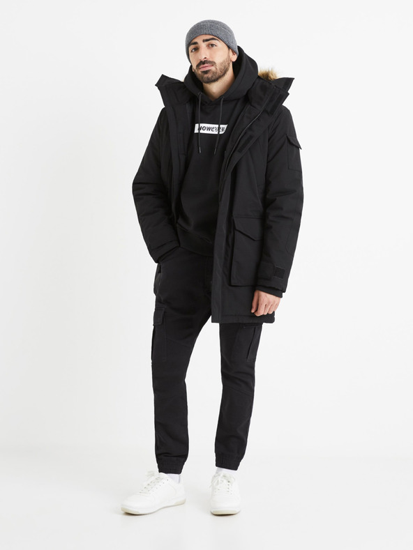 Celio Fekete férfi kapucnis pulóver Celio Vetype