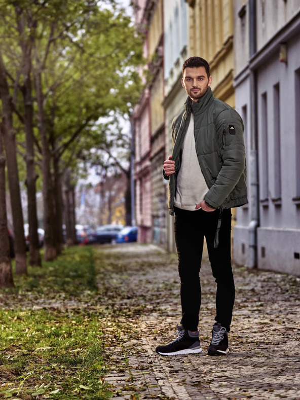 NAX Szürke férfi téli steppelt kabát NAX Mabor