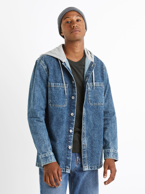 Celio Kék farmer póló kapucnival Celio Caoris