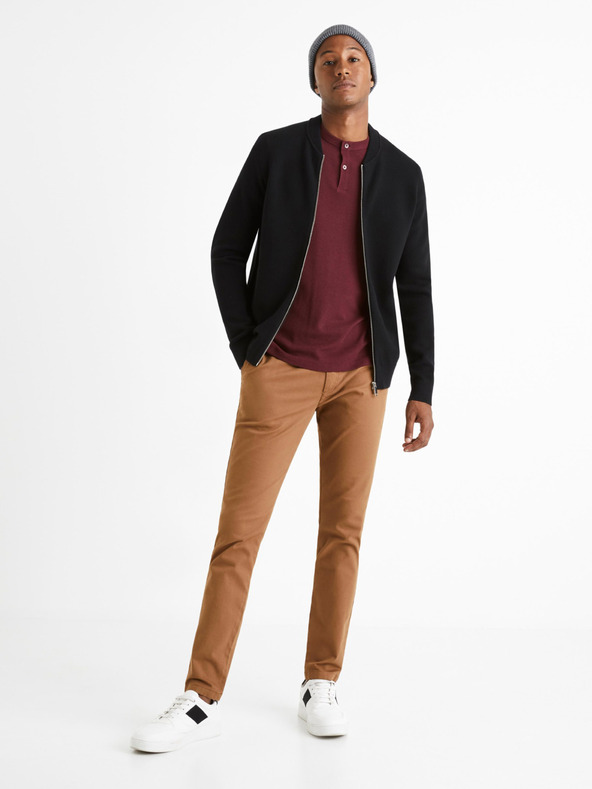 Celio Burgundi színű rövid ujjú ing Celio Cegabble