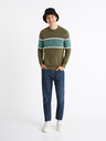 Celio Khaki színű férfi csíkos pulóver Celio