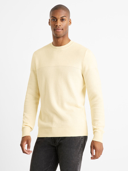 Celio Krémszínű férfi Celio Cebbublo pulóver