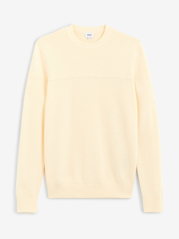 Celio Krémszínű férfi Celio Cebbublo pulóver