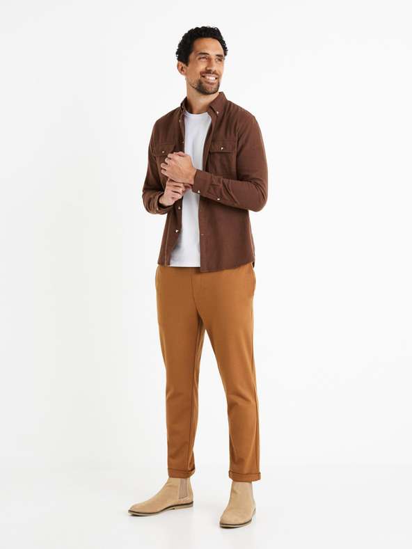 Celio Barna férfi flanel ing Celio Caoflacko